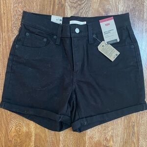 Levi's Midrise Jet Black Jean Shorts
